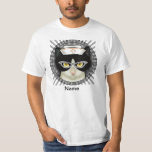 T-shirt infirmière de chat de Tuxedo