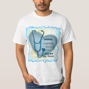 T-shirt infirmière de coeur bleu