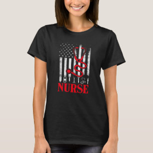 T-shirt Infirmière de fierté Usa Drapeau Stethoscope Infir