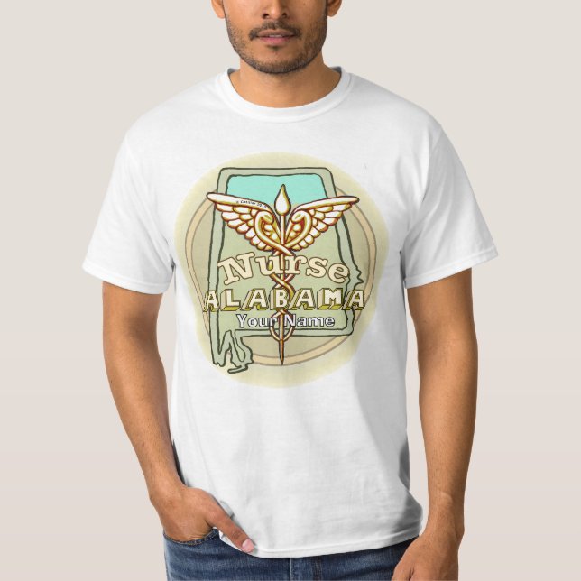 T-shirt Infirmière de l'Alabama Caducée (Devant)