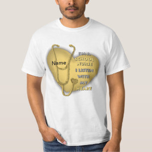 T-shirt Infirmière de l'école de coeur jaune