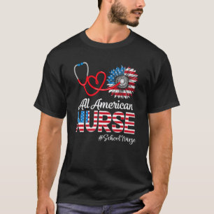 T-shirt Infirmière de l'école tout américaine Tournesol pa