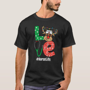 T-shirt Infirmière de Noël Stéthoscope Renne de Noël Infir