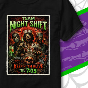 T-shirt Infirmière de nuit de l'équipe d'horreur zombie Ha
