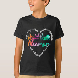 T-shirt Infirmière de santé Nuage de mots Cœur Aquarelle A
