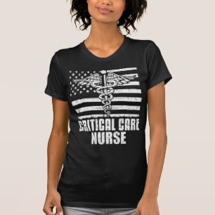 T-shirt Infirmière de soins critiques drapeau américain
