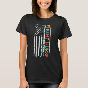 T-shirt Infirmière de vol Battement de coeur Drapeau améri