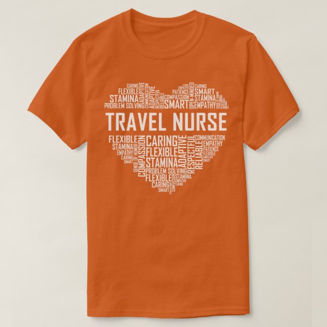 T-shirt Infirmière de voyage Coeur (Design devant)