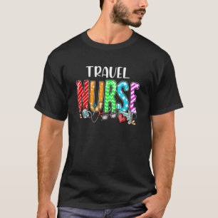 T-shirt Infirmière de voyage Plaid Red Love Heart Stethosc