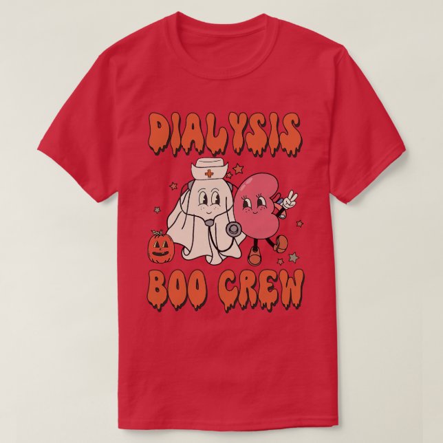 T-shirt Infirmière dialyse rétro Boo Crew Dialysis Hallowe (Design devant)