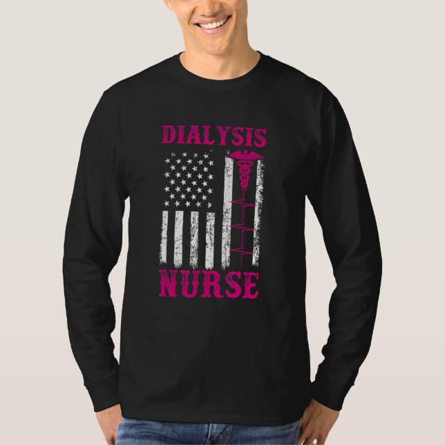 T-shirt Infirmière dialyse Technicienne dialyse drapeau am (Devant)