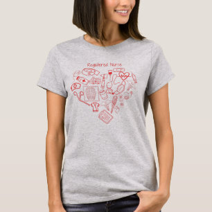 T-shirt Infirmière diplômée Doodle cœur médical