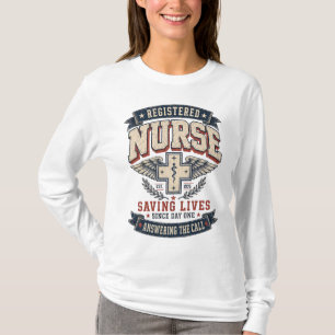 T-shirt Infirmière diplômée emblème vintage du bâton d'Asc