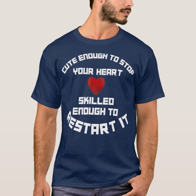 T-shirt Infirmière drôle Compétente Redémarrer Arrêter Dém (Devant)