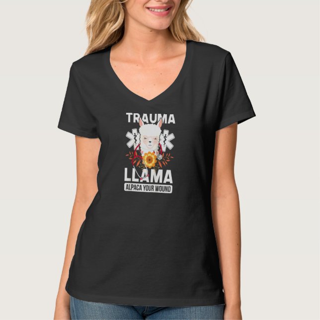 T-shirt Infirmière d'urgence Alpaca Llama Raglan (Devant)