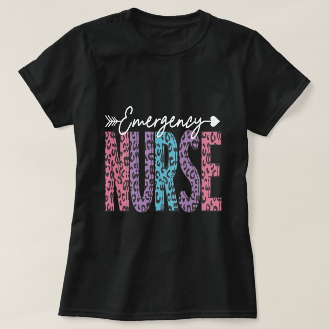 T-shirt Infirmière d'urgence Empreinte de léopard ER Infir (Design devant)