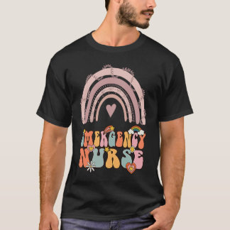 T-shirt Infirmière d'urgence Groovy Rétro Vintage Arc-en-c