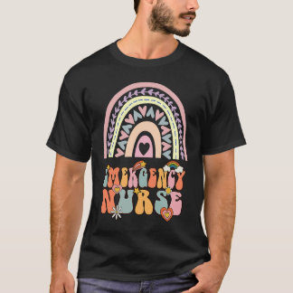 T-shirt Infirmière d'urgence Groovy Rétro Vintage Arc-en-c