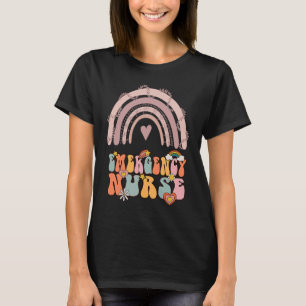 T-shirt Infirmière d'urgence Super rétro Vintage Rainbow C