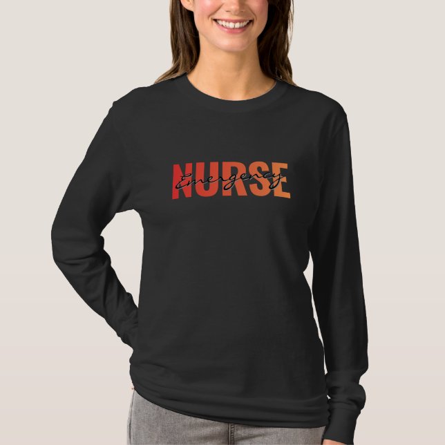 T-shirt Infirmière d'urgence Typographie moderne (Devant)