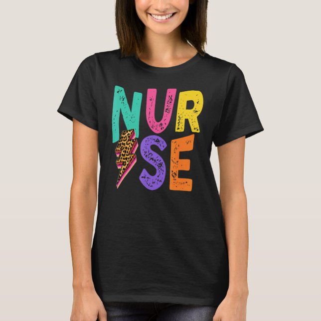 T-shirt Infirmière en détresse Léopard Éclair conception (Devant)