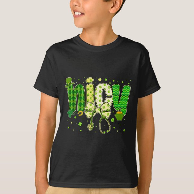 T-shirt Infirmière en néonatalogie de la Saint-Patrick coq (Devant)
