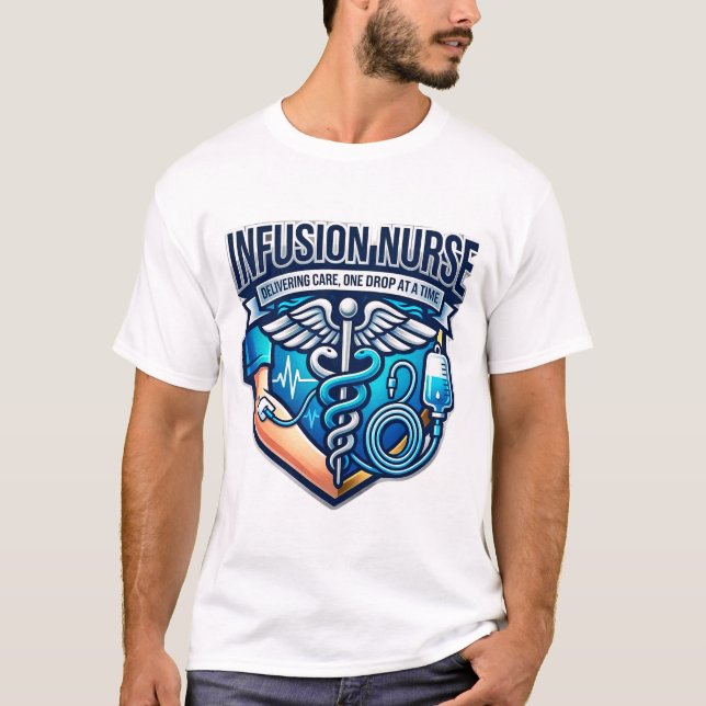 T-shirt Infirmière en perfusion délivrant des soins Boucli (Devant)