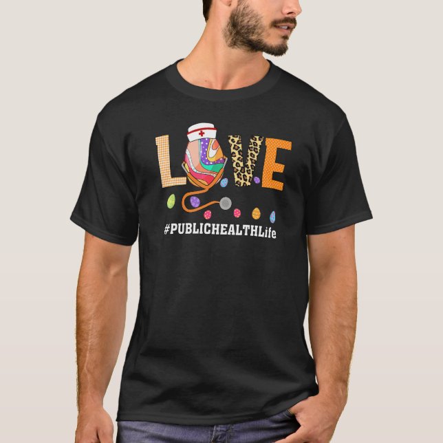 T-shirt Infirmière en santé publique Plaid Oeuf Bunny Love (Devant)