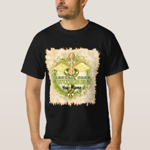 T-shirt Infirmière en soins cardiaques en or Caducée
