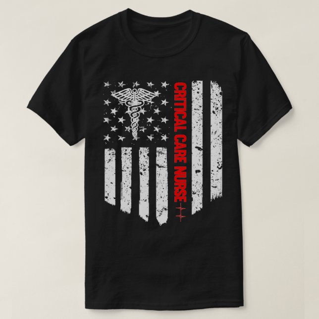 T-shirt Infirmière en soins critiques American Flag RN Ins (Design devant)
