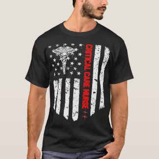 T-shirt Infirmière en soins critiques American Flag RN Ins