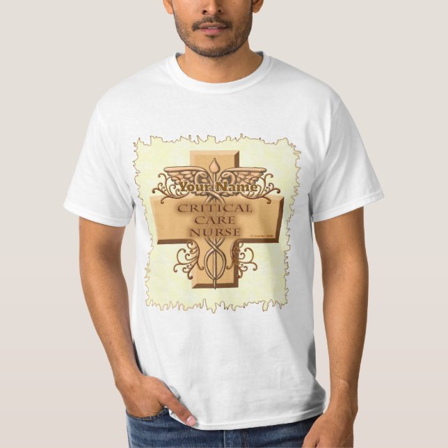 T-shirt Infirmière en soins critiques Caducée (Devant)