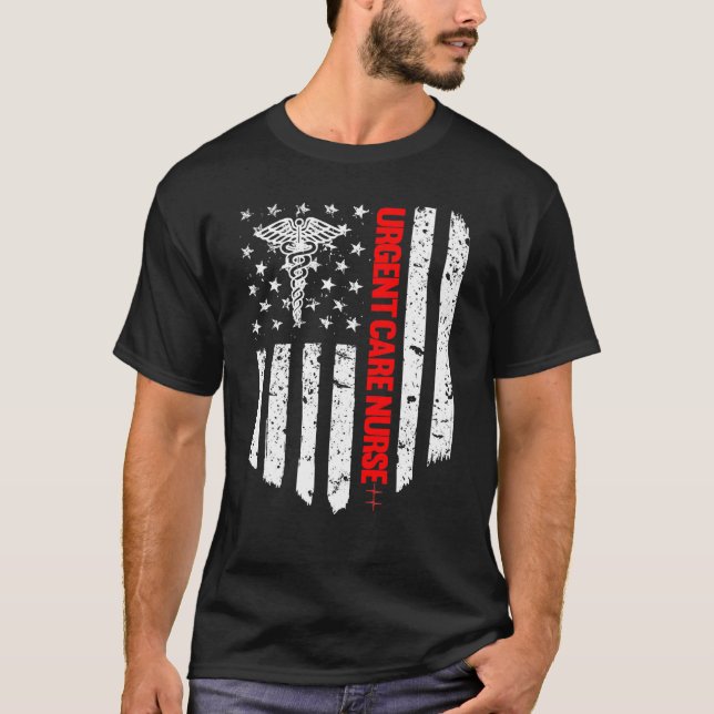 T-shirt Infirmière en soins d'urgence Drapeau américain Rn (Devant)
