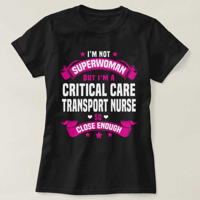 T-shirt Infirmière en transport de soins critiques (Design devant)