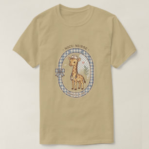 T-shirt Infirmière en USIN Girafe à carreaux Préparé Soins