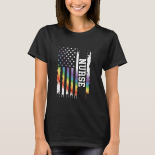 T-shirt Infirmière États-Unis Arc-en-ciel en détresse avec