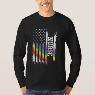 T-shirt Infirmière États-Unis Arc-en-ciel en détresse avec