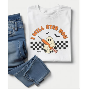 T-shirt Infirmière Fantôme Drôle Je Vous Poignarderai Hall