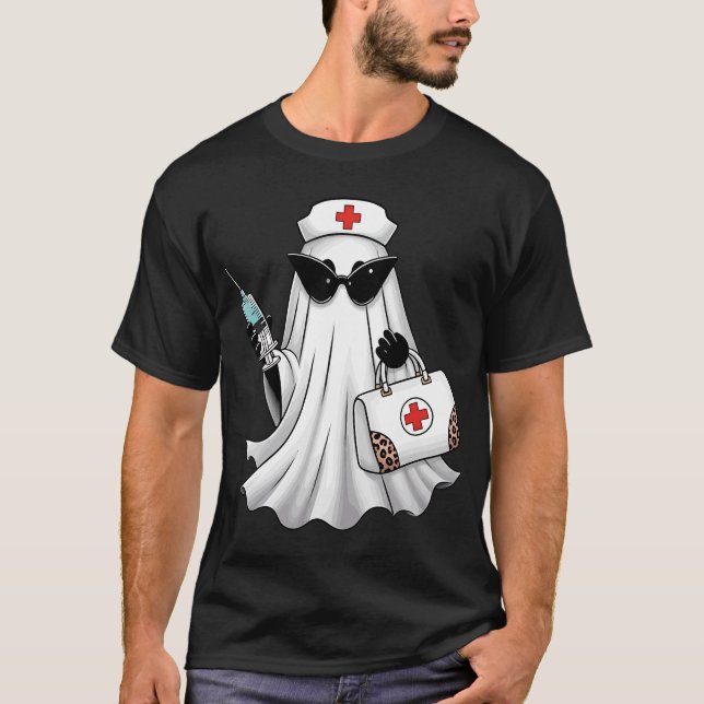 T-shirt Infirmière fantôme Halloween (Devant)