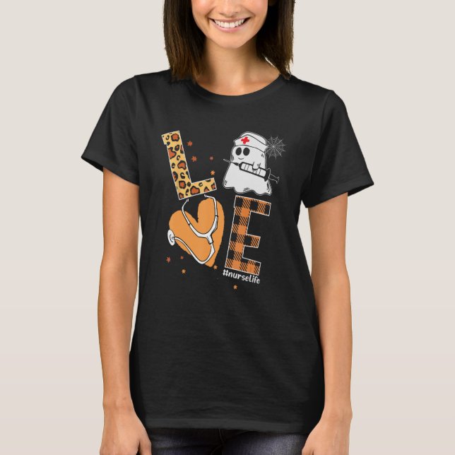 T-shirt infirmière fantôme léopard costume halloween frott (Devant)