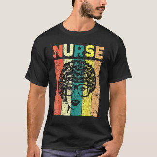 T-shirt Infirmière femme noire afro rétro Mois de l'histoi