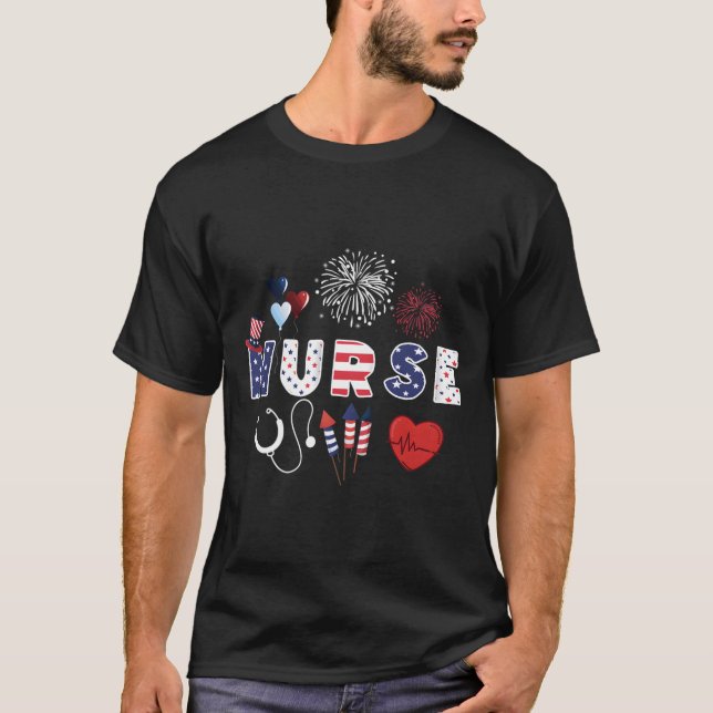 T-shirt Infirmière fière Drapeau États-Unis Stéthoscope In (Devant)