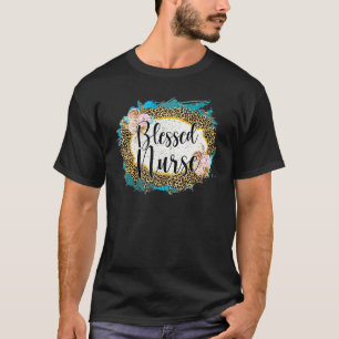 T-shirt Infirmière Fleurie Léopard Rétro Bénie Fière Vie