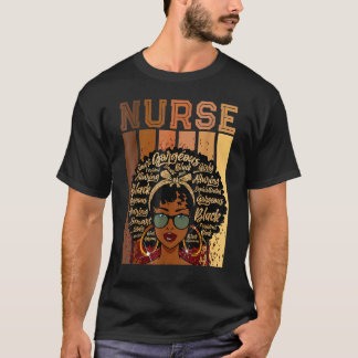 T-shirt Infirmière forte noire amour afro melanine amérind