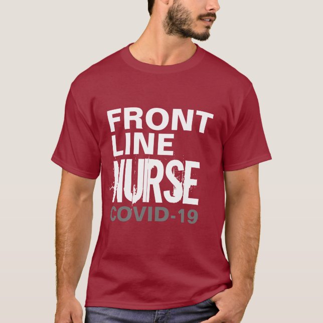 T-shirt Infirmière Frontliner Healthcare Covid 19 Typograp (Devant)
