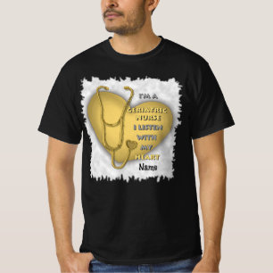 T-shirt Infirmière gériatrique à coeur jaune
