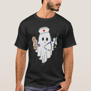 T-shirt Infirmière Ghost Scrub Top Costume Halloween Pour