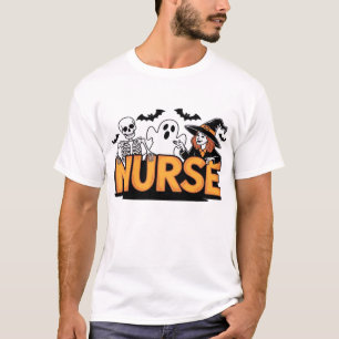 T-shirt Infirmière - Halloween - avec fantôme, sorcière et