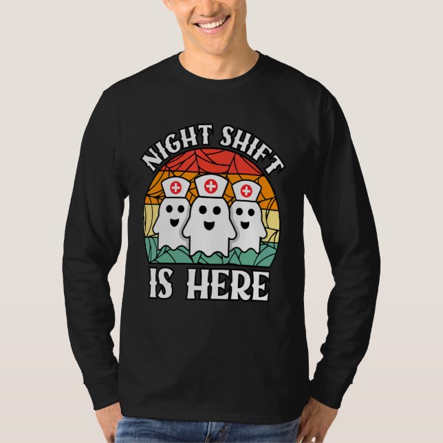 T-shirt Infirmière Halloween Hommes Femmes Night Shift Cre (Devant)