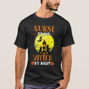 T-shirt Infirmière Halloween Par Jour Sorcière Par Nuit N